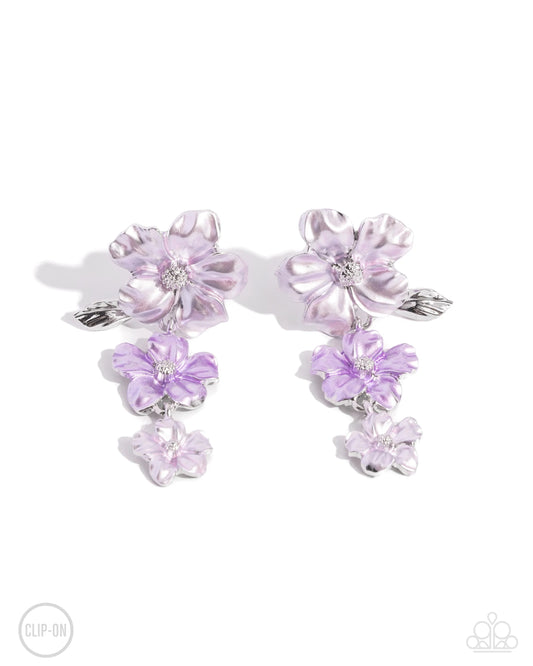 Balanced Bouquet Purple Clip-On Earring