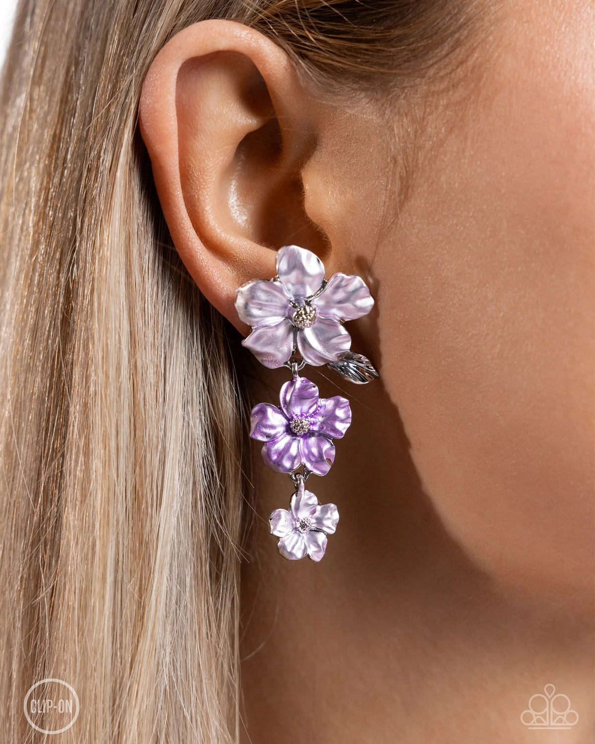 Balanced Bouquet Purple Clip-On Earring