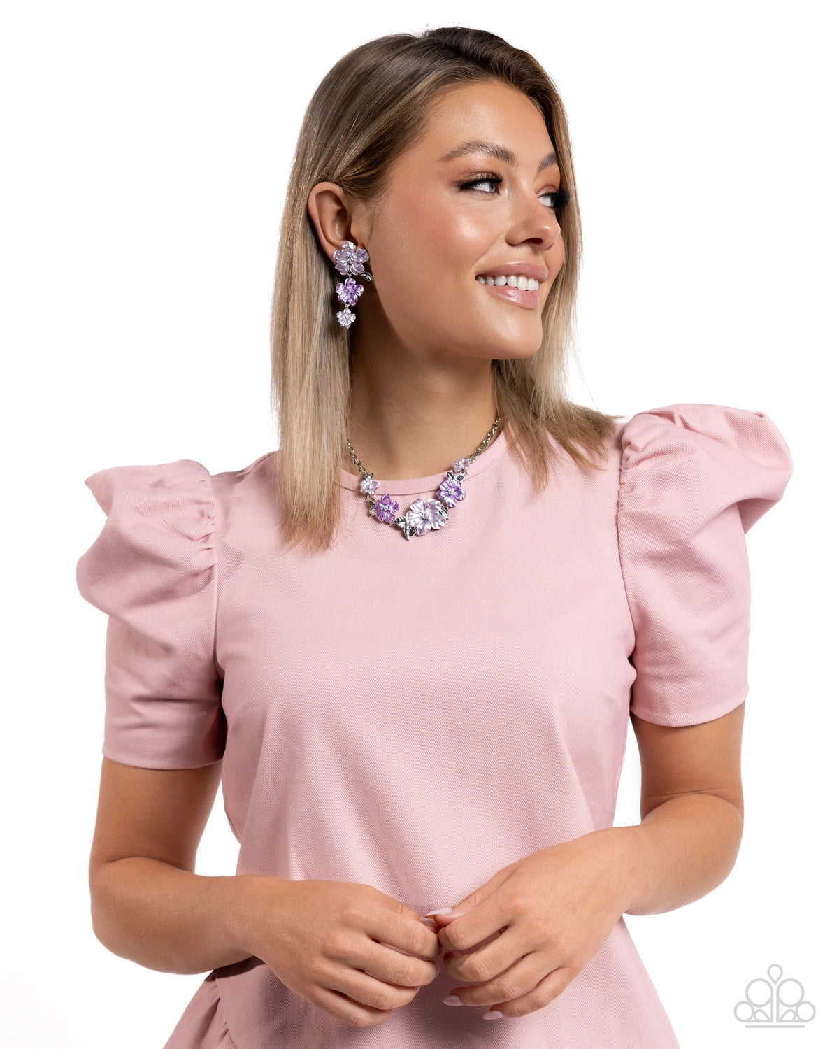 Balanced Bouquet Purple Clip-On Earring